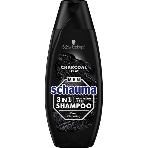 Шампунь Shauma чоловічий 3в1 вуголь та вулканічна глина 380мл