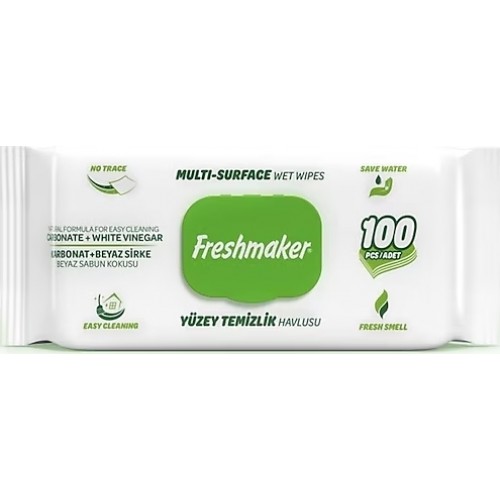 Вологі серветки для прибирання Freshmaker з ароматом білого мила 100шт
