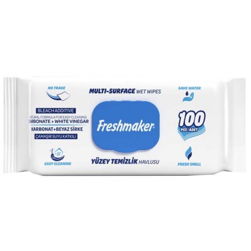 Вологі серветки для прибирання Freshmaker з додаванням відбілювача 100шт