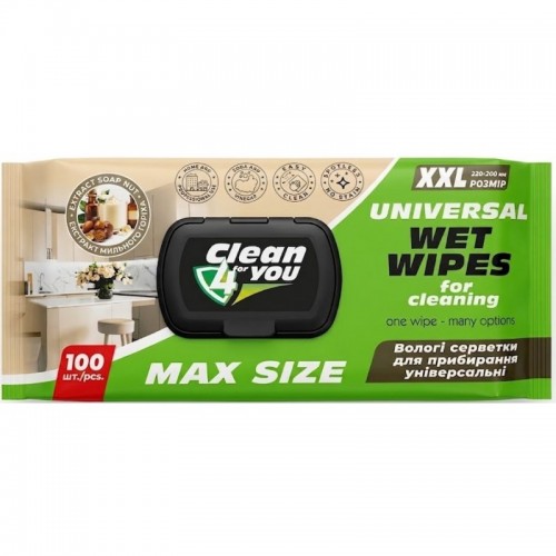 Серветки для прибирання Clean4You 100шт З екстрактом мильного горіха