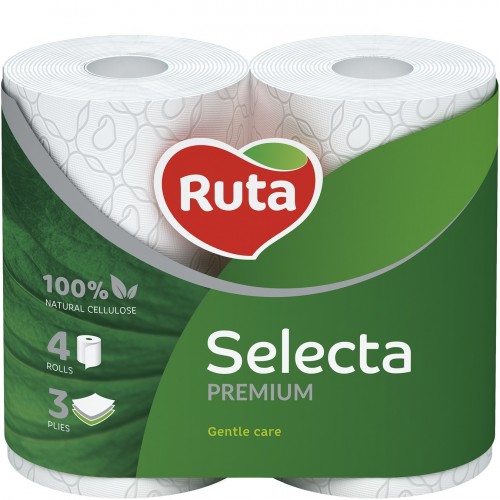 Туалетний папір Рута Selesta Premium 3 шар білий 4шт
