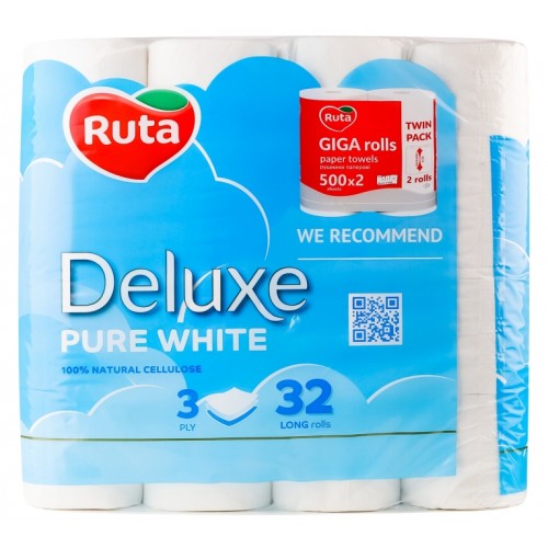 Туалетний папір Ruta Pure White 3 шар білий 32рул