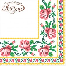 Серветки столові La Fleur 2 шар. 33*33см Вишита троянда 20шт