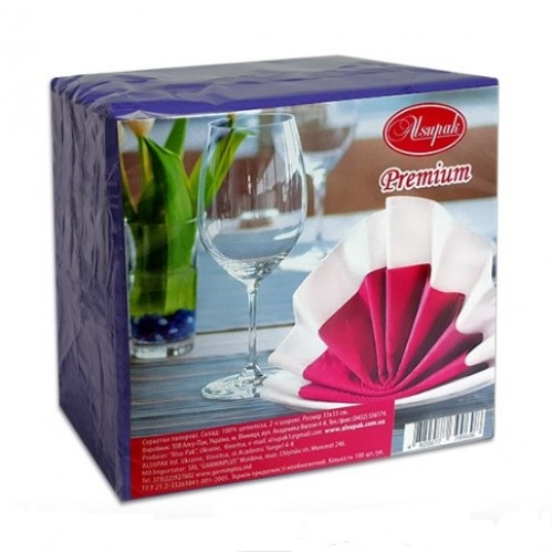 Серветки столові Алсупак 2 шар 33*33 сині 100шт