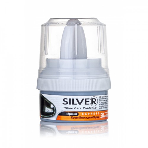 Silver крем для взуття +щіточка чорний