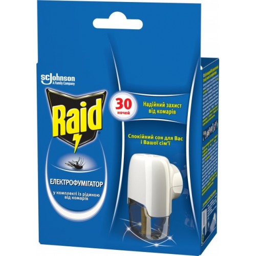 Raid Електрофумігатор з рідиною від комарів (30 ночей)