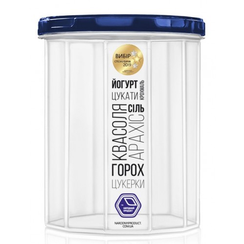Ємність для сипучих Народний Продукт 1л темно синя кришка
