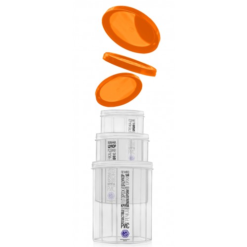 Набір ємностей для сипучих Народний Продукт помаранчева кришка (1л+1,5л+2л)