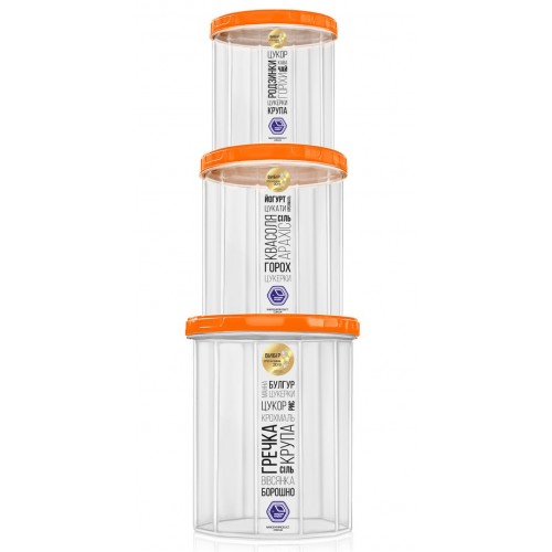 Набір ємностей для сипучих Народний Продукт помаранчева кришка (1л+1,5л+2л)