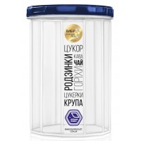 Ємність для сипучих Народний Продукт синя кришка 0,65л  