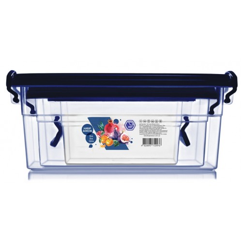 Набір контейнерів Народний продукт синя кришка 1,6л+3л+5л  