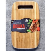 Дошка обробна бамбукова з силіконовими вставками 30*20*1,5см