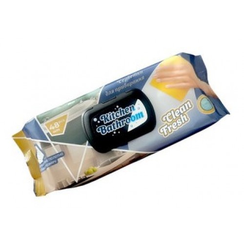 Серветки вологі для прибирання кухні та ванної Clean Fresh 48шт