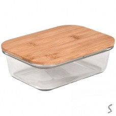 Маслянка скляна з бамбуковою кришкою Rectangle 600мл 17.5*13*6см